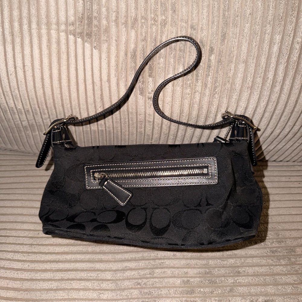Black Signature Jacquard Shoulder Bag